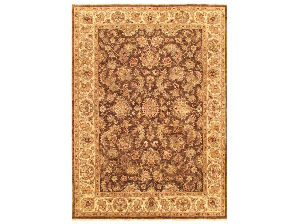 Agra Bordered Area Rug Traditional Hand-Knotted Lambs Wool