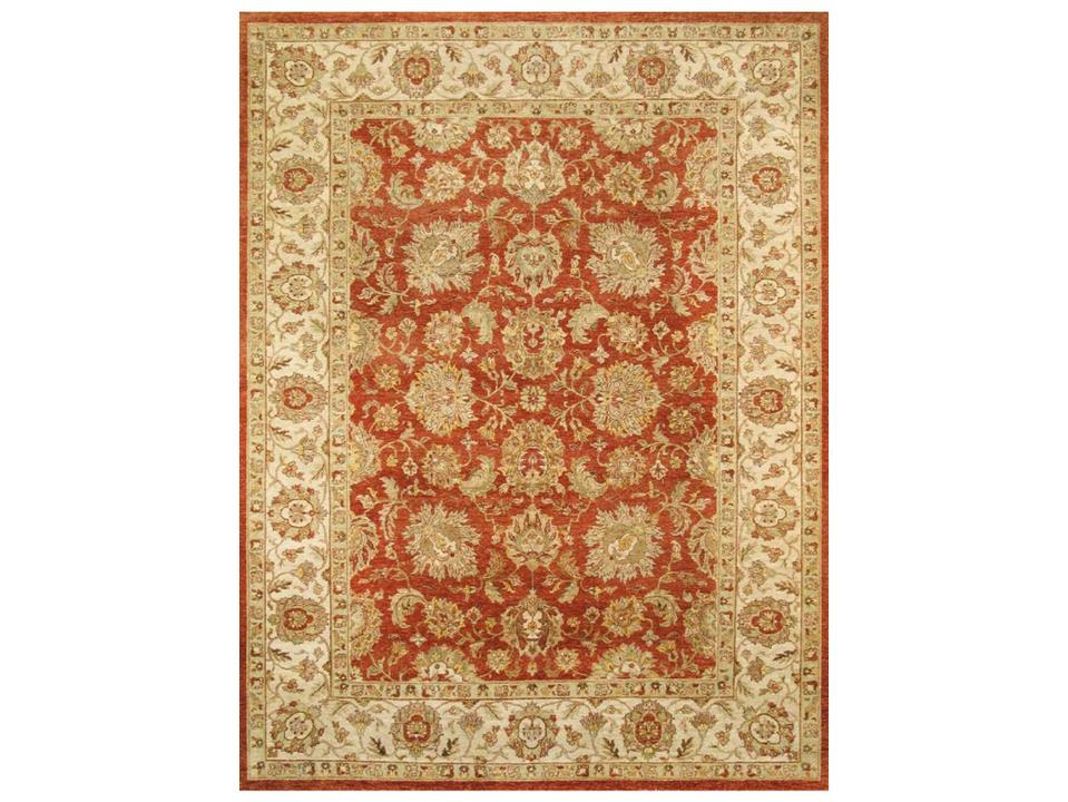 Agra Bordered Hand-Knotted Wool Area Rug
