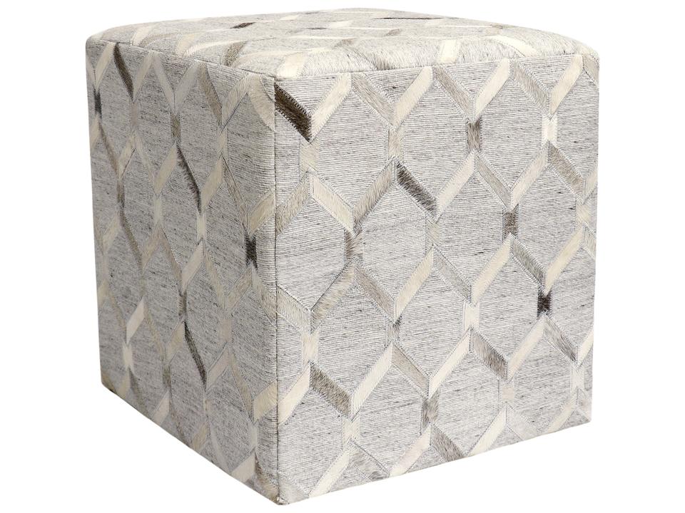 Galaxy Geometric Silver Cowhide Ottoman