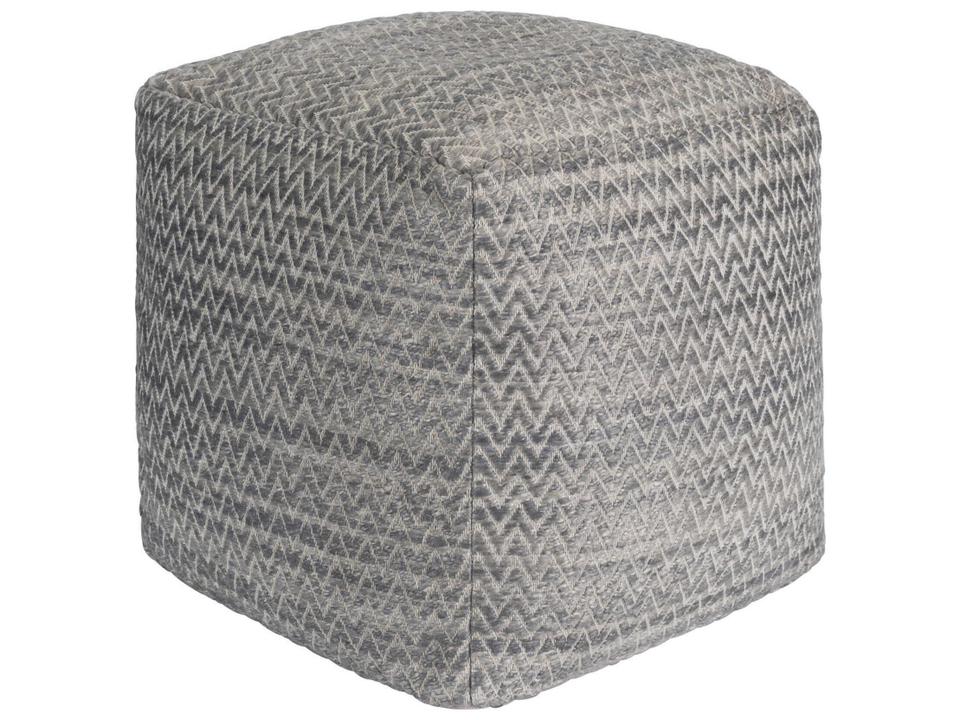 Galaxy Zig-Zag Grey Bamboo Silk and Wool Pouf