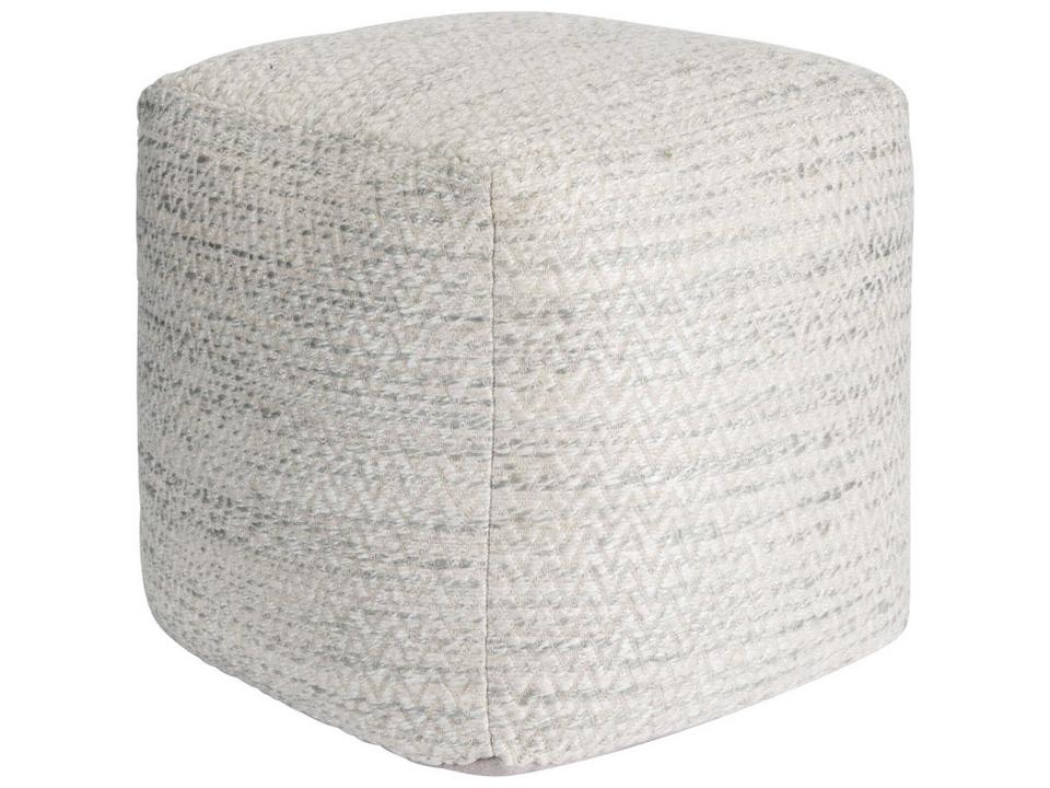 Galaxy Zig-Zag Ivory Bamboo Silk and Wool Pouf