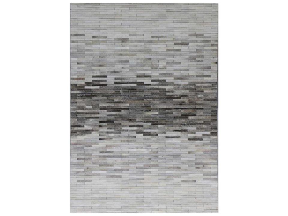 Galaxy Abstract Area Rug Hand-Loomed Cowhide and Sari Silk