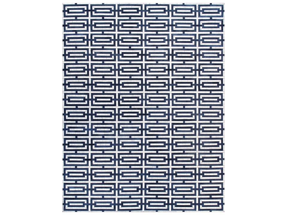Galaxy Geometric Hand-Loomed Cowhide and Sari Silk Area Rug