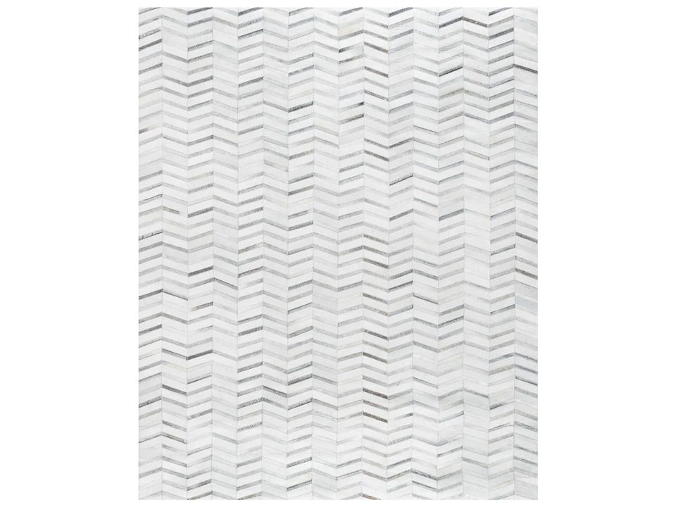 Galaxy Hand-Stitched Cowhide and Sari Silk Area Rug with Chevron Pattern