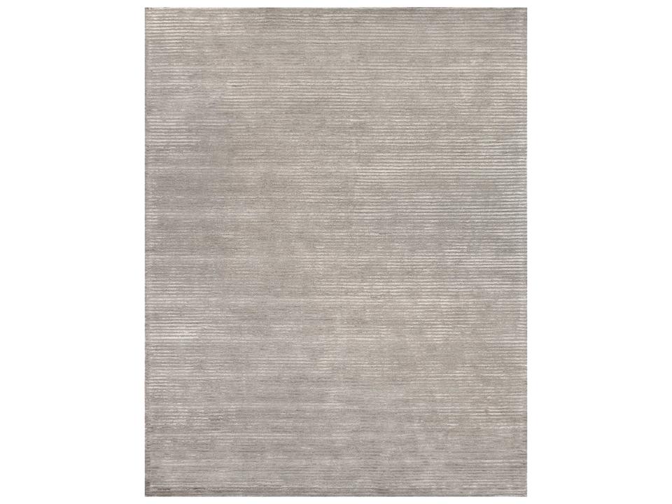 Edgy Hand-Tufted Wool and Bamboo Silk Runner Area Rug in Silver