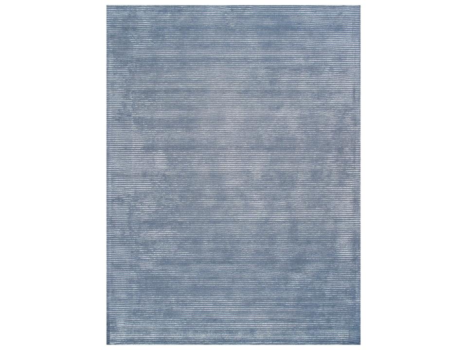 Edgy Hand-Tufted Bamboo Silk Wool Area Rug in Blue