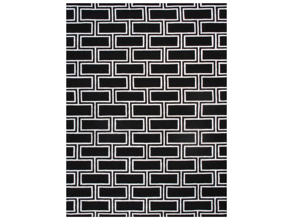 Edgy Geometric Hand-Tufted Area Rug in Bamboo Silk and Wool