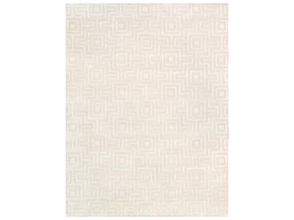 Edgy Geometric Hand-Tufted Runner Area Rug in Ivory