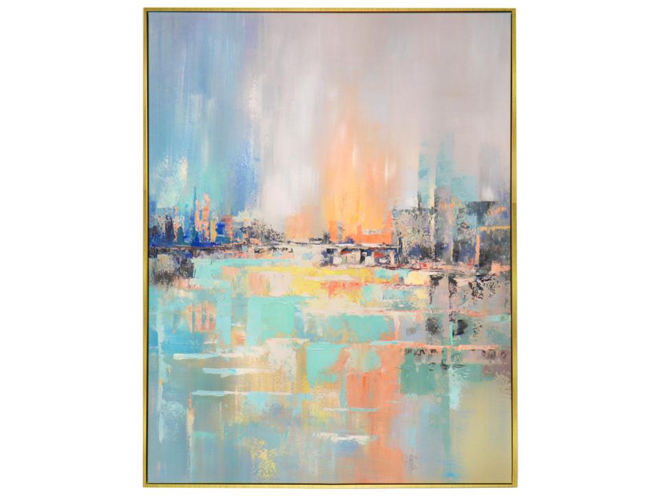 Lush Mirage Hand-Painted Coastal Landscape Oil Painting