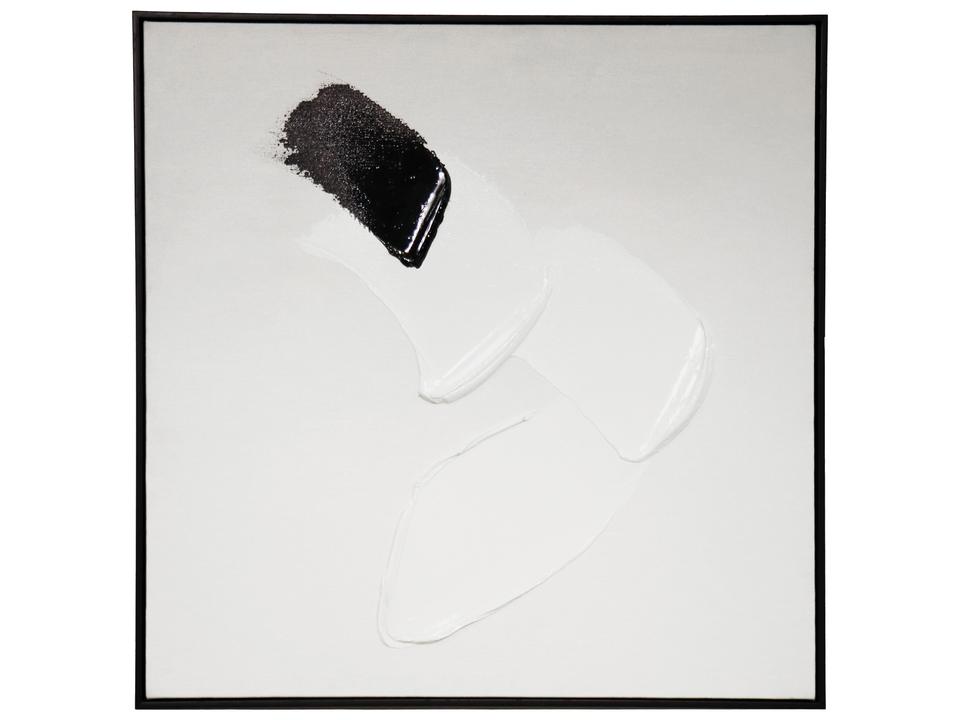 Lush Motions Hand-Painted White & Black Minimalist Oil Painting on Canvas