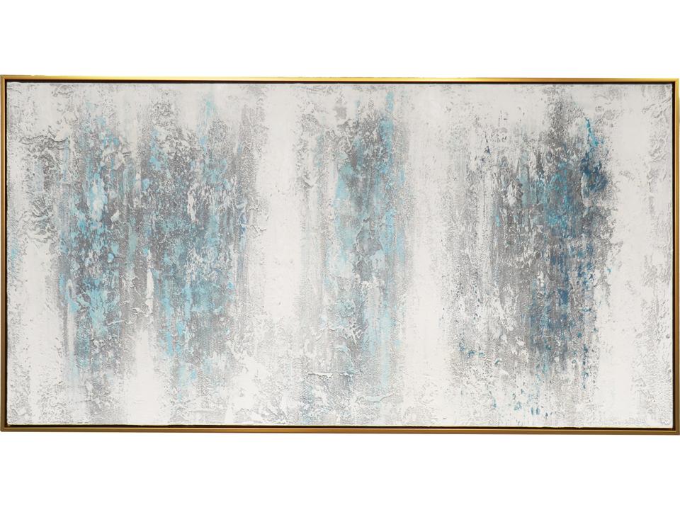 Lush Interval Hand-Painted Abstract Oil Painting White Blue