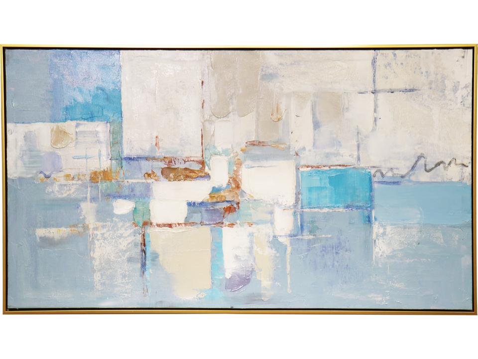 Lush Whispers Hand-Painted Abstract Oil Painting with Gold Frame
