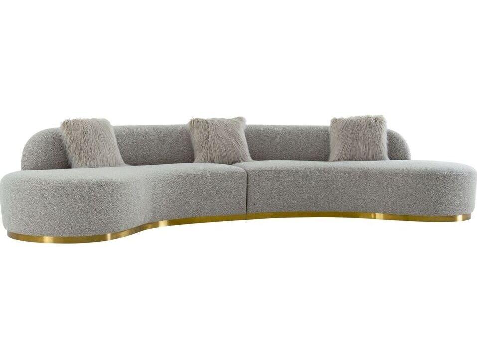 Noho Simona 5-Seat Curved Sofa in Grey and Gold