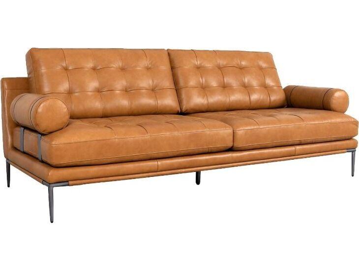 Vicenza Kimberly 3-Seat Top Grain Leather Sofa in Brown