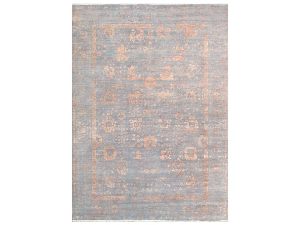 Transitional Bordered Area Rug in Grey and Copper 10 x 14 Feet