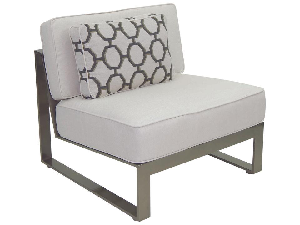 Park Place Sectional Cast Aluminum Armless Lounge Unit with One Pillow