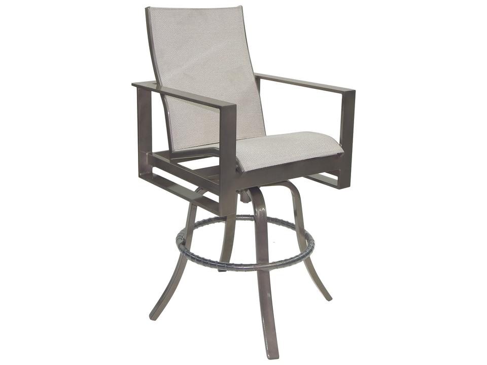 Park Place Sling Dining Cast Aluminum High Back Swivel Bar Stool