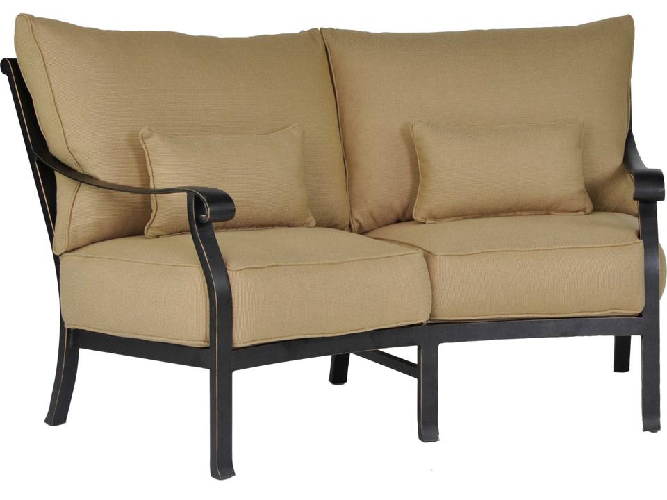 Madrid Cushioned Crescent Loveseat Outdoor with Aluminum Frame