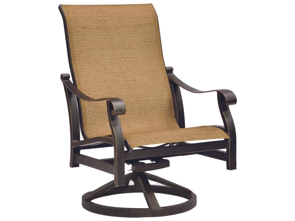 Madrid Sling Lounge Swivel Rocker with Cast Aluminum Frame