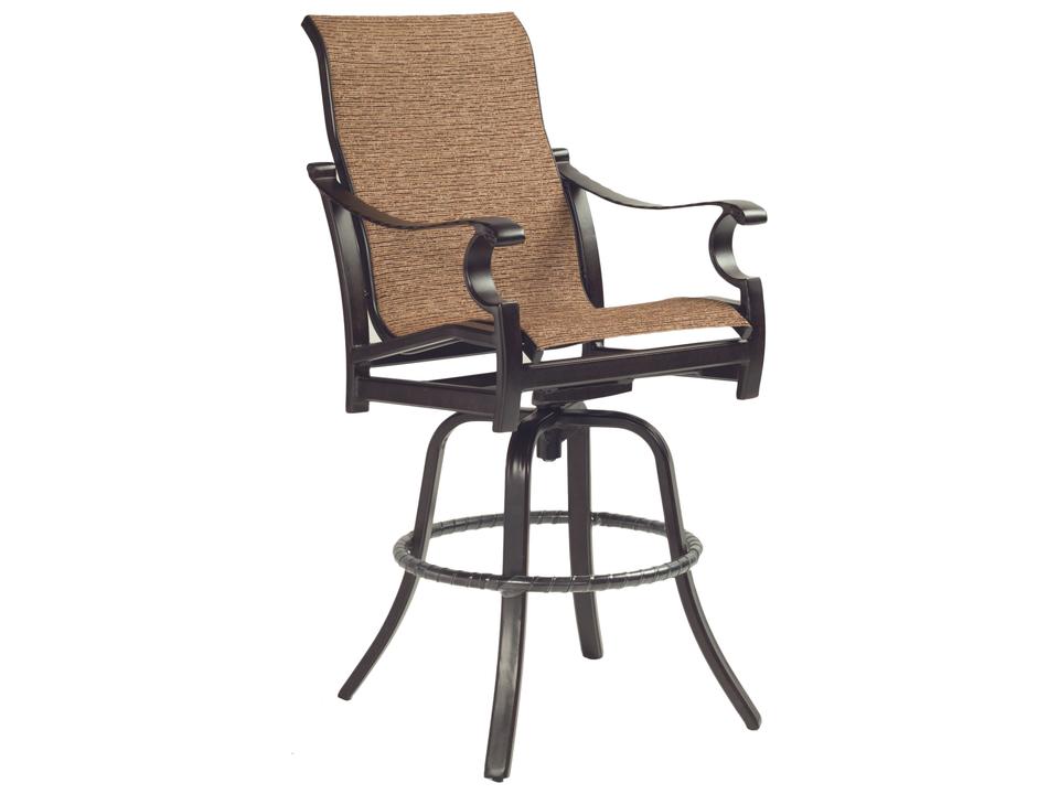 Monterey Sling High Back Swivel Patio Bar Stool in Cast Aluminum