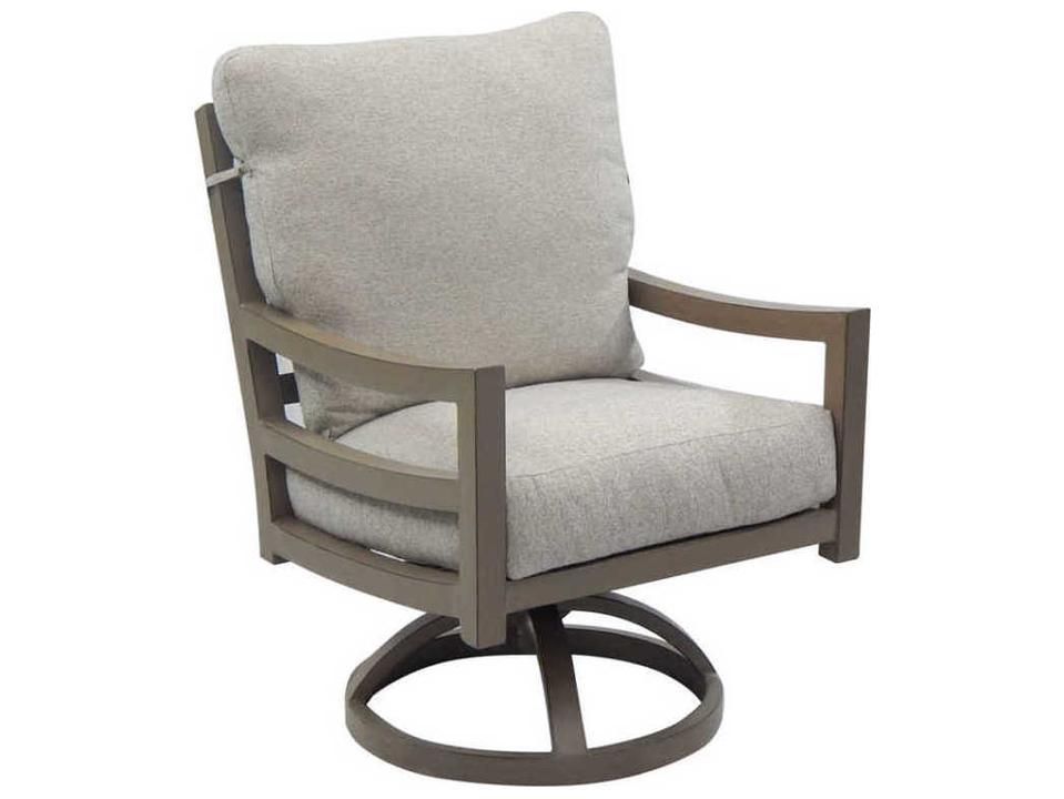 Roma Cushioned Cast Aluminum Swivel Rocker Dining Arm Chair