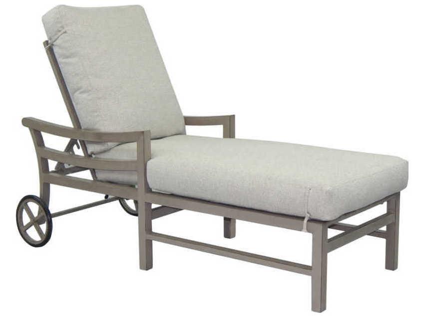 Roma Aluminum Adjustable Cushioned Chaise Lounge with Wheels