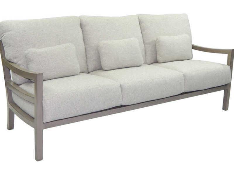 Roma Deep Seating Aluminum Sofa with Three Throw Pillows