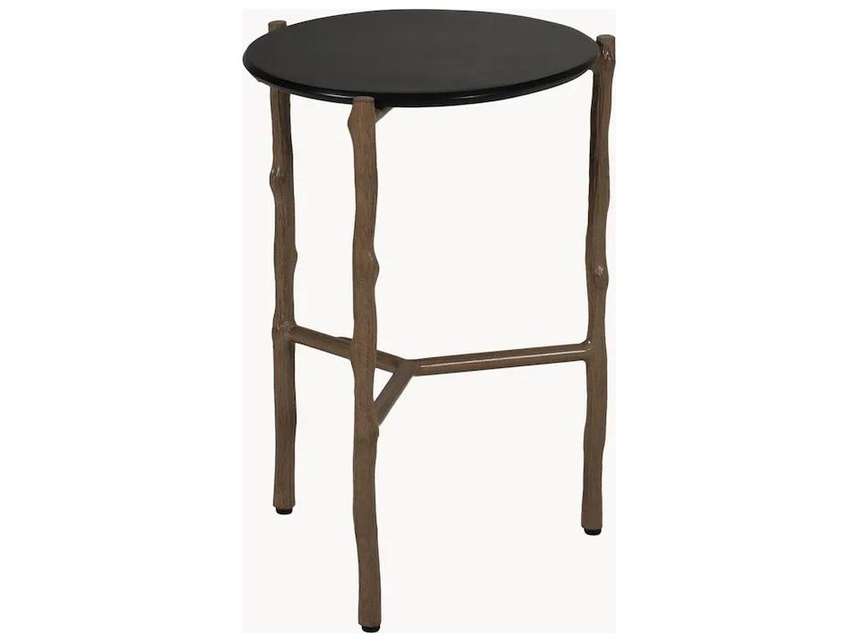 Twig Round Aluminum Patio End Table in Antique Auburn