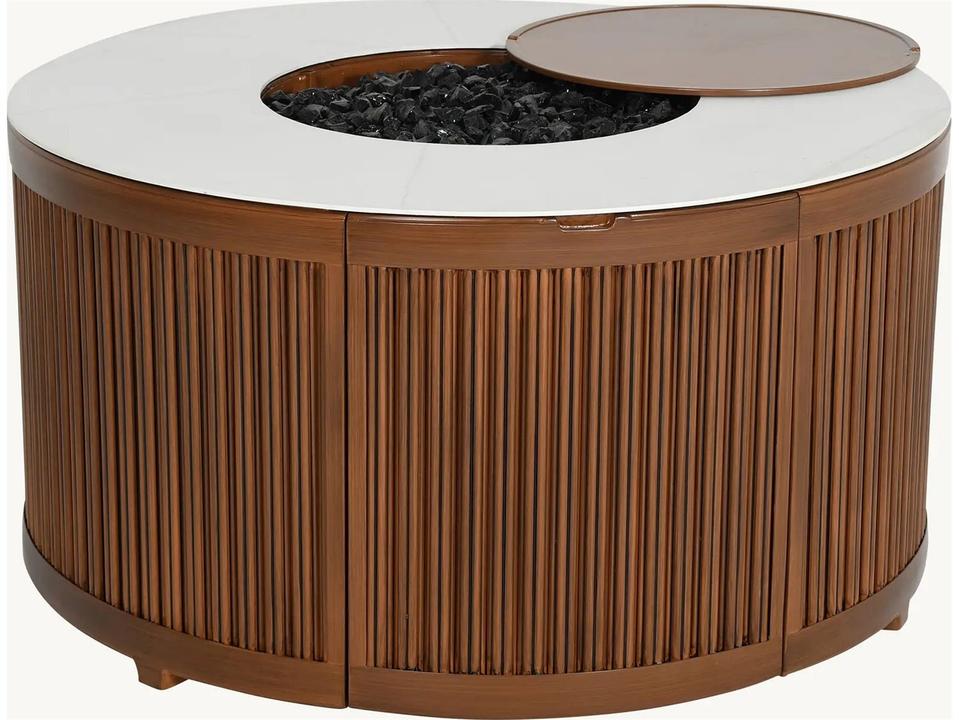 Samara Aluminum Round Firepit Coffee Table for Outdoor Living