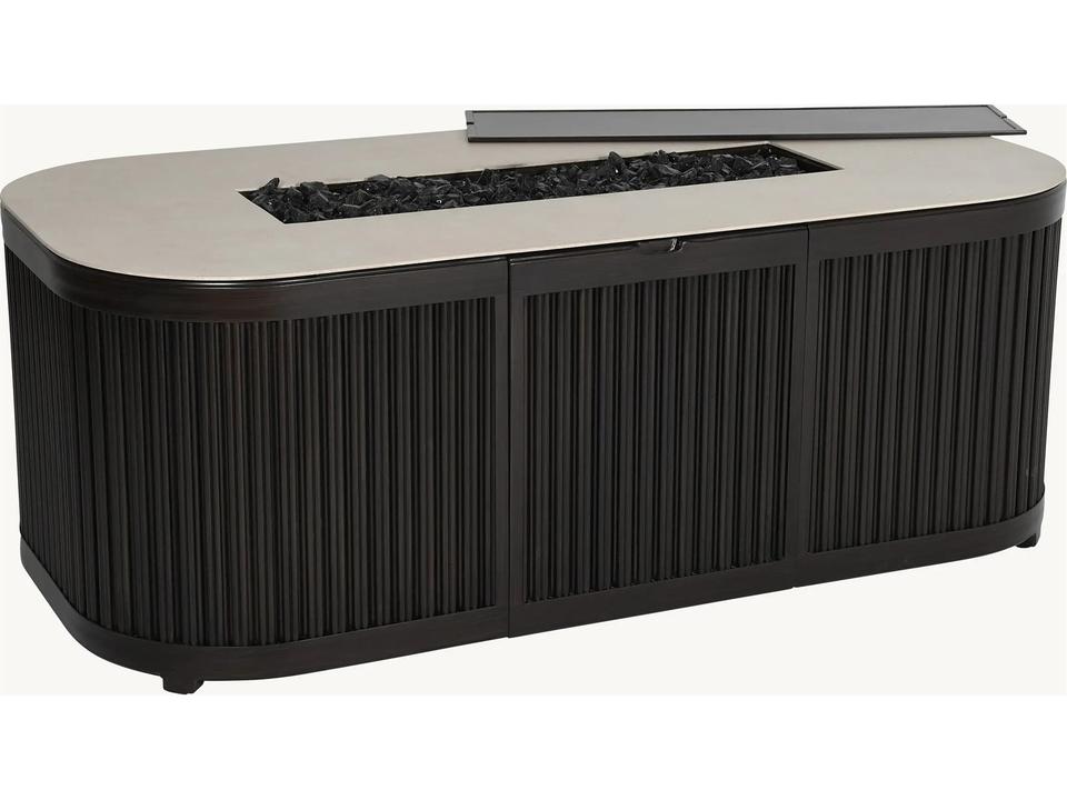 Samara 60 x 30 Inch Oval Aluminum Fire Pit Coffee Table