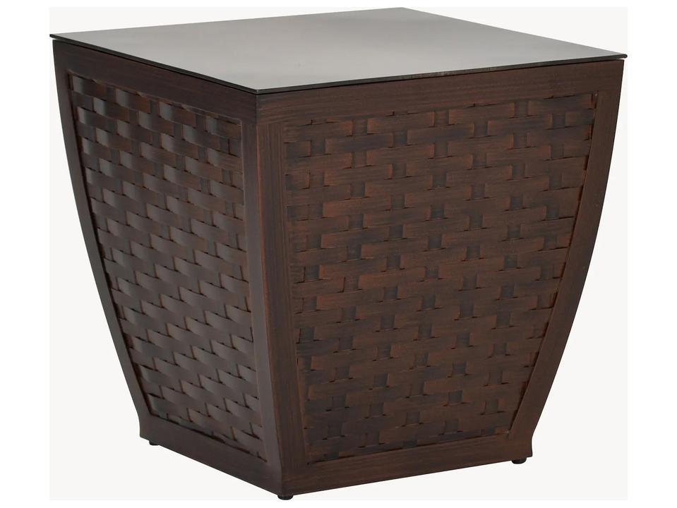 Largo 20-Inch Square Outdoor End Table in Woven Aluminum