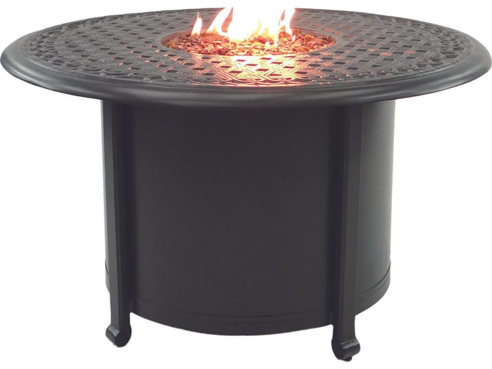 Vintage Cast Aluminum Round Coffee Table with Firepit and Lid