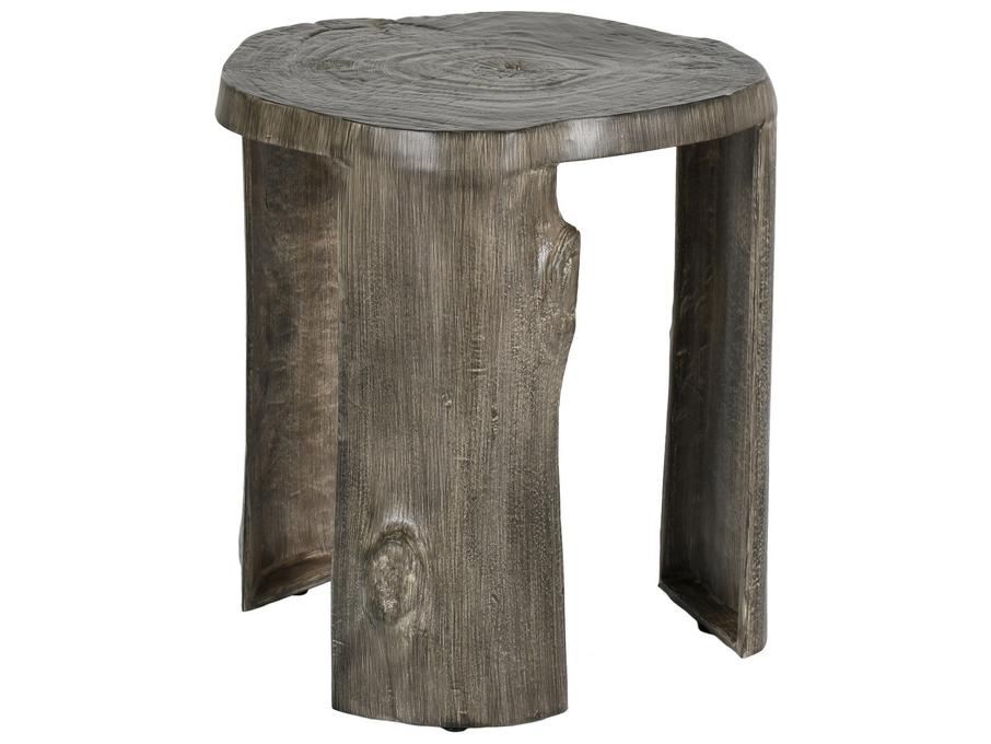 Nature's Wood Stump Leg Outdoor Side Table Cast Aluminum