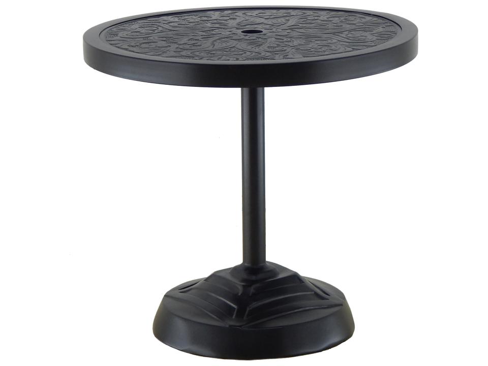 Moderna Round Cast Aluminum Outdoor Side Table with Umbrella Base