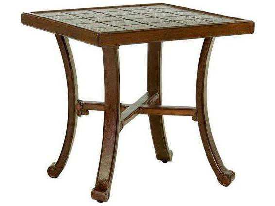 Vintage 20-Inch Square Outdoor Side Table in Cast Aluminum