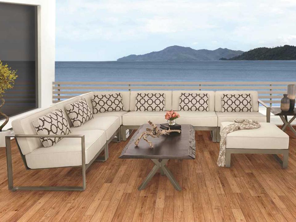 Park Place Deep Seating Cast Aluminum Cushion Outdoor Patio Lounge Set