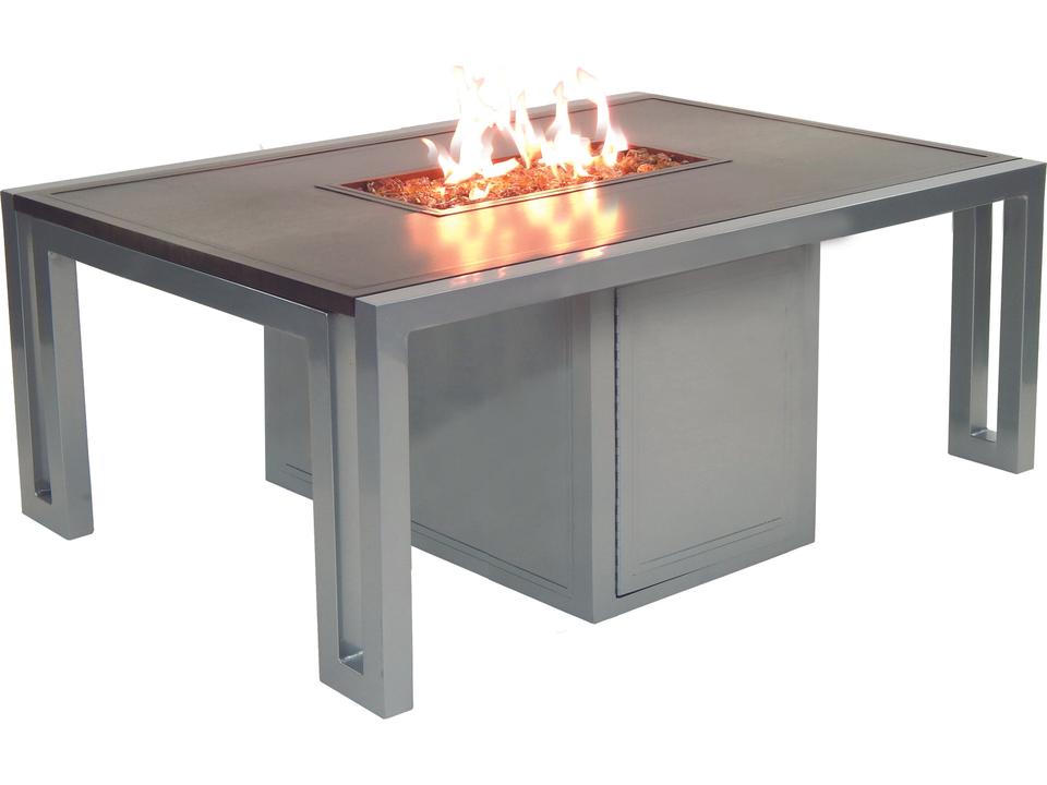 Icon Cast Aluminum Rectangular Firepit Coffee Table with Lid
