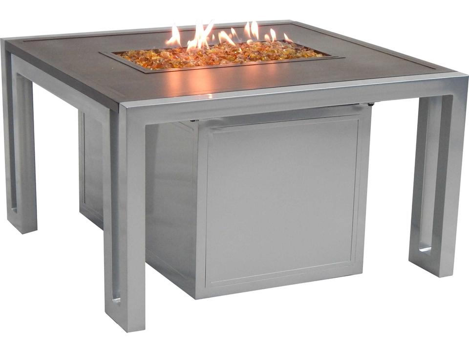 Icon 35.5-Inch Square Cast Aluminum Firepit Coffee Table with Lid