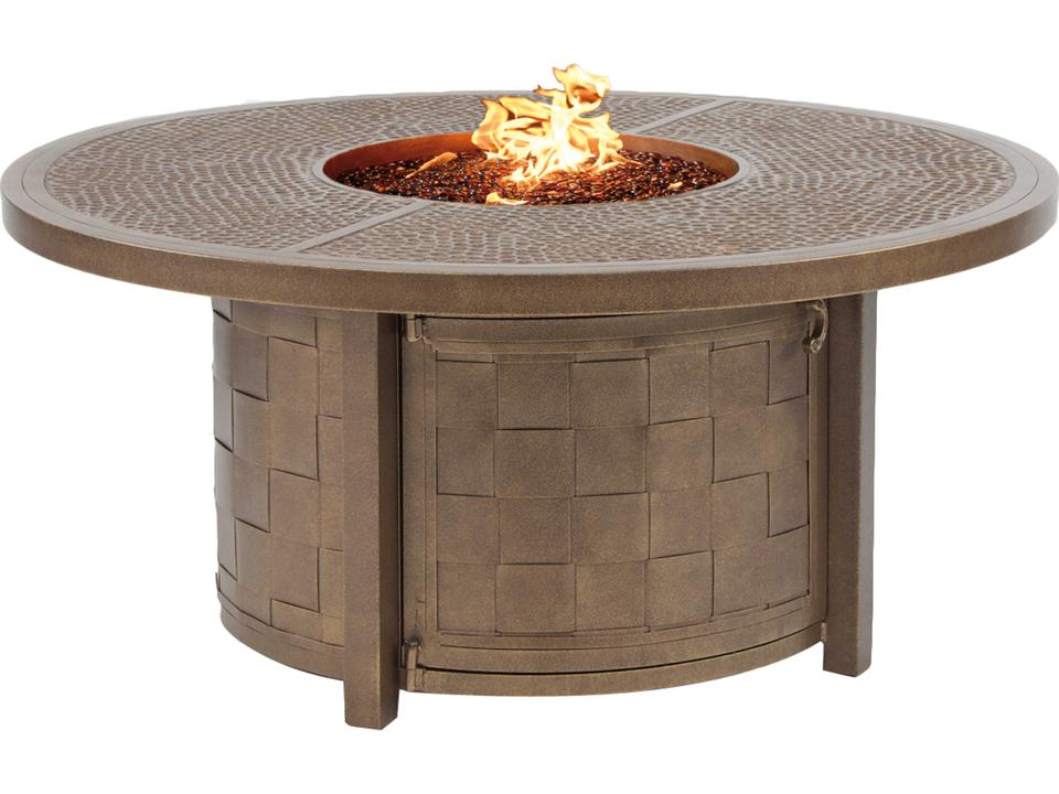 Classical 49-Inch Round Cast Aluminum Coffee Table with Firepit in Custom Finish