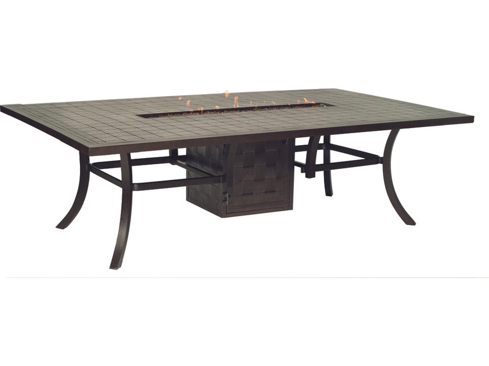 Classical Cast Aluminum Rectangular Dining Table with Firepit and Lid