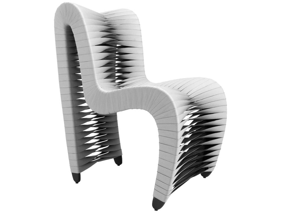 Seat Belt Dining Side Chair in Gray and Black