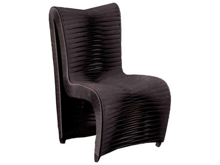 Seat Belt High Back Dining Side Chair in Black Cotton