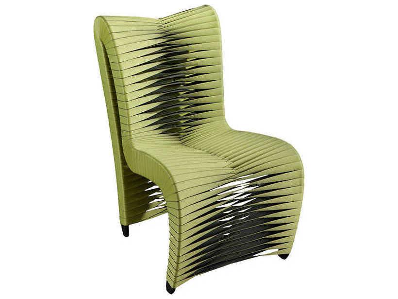 Seat Belt Black Upholstered Side Dining Chair with Braided Back