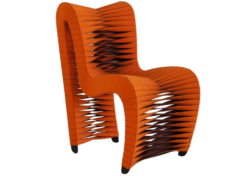 Seat Belt Upholstered Dining Side Chair in Orange Polycotton