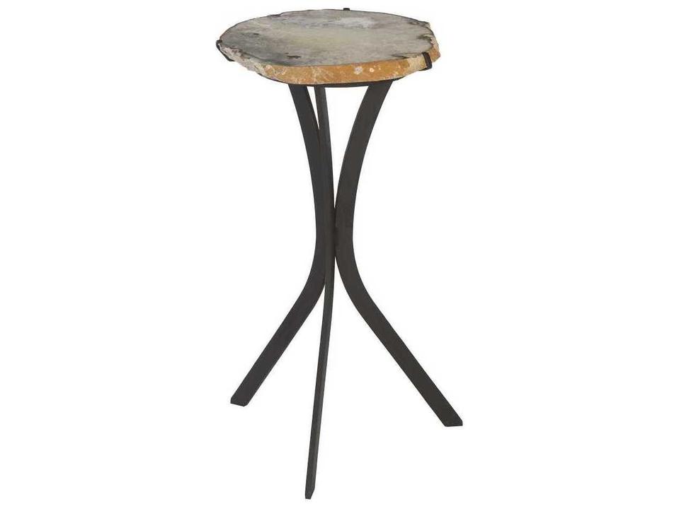 Flow 9-Inch Round Stone Agate Iron End Table
