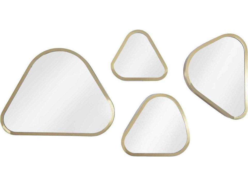 Brushed Brass Pebble Mirrors Metal Wall Art Set of 4