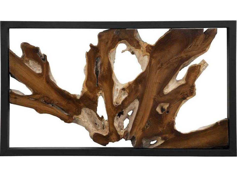 Framed Root Wall Art Black Metal and Natural Wood