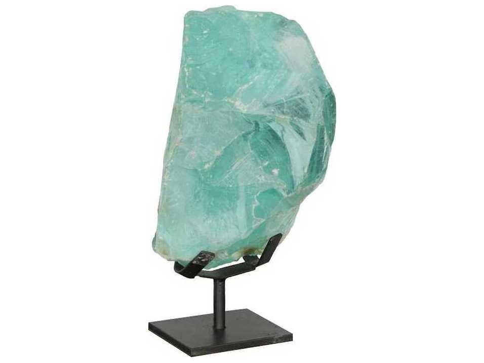 Refractory Glass Sculpture On Base in Natural Blue