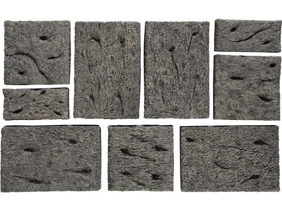 Etched Rock Puzzle Wall Tiles Set of 9 in Gray
