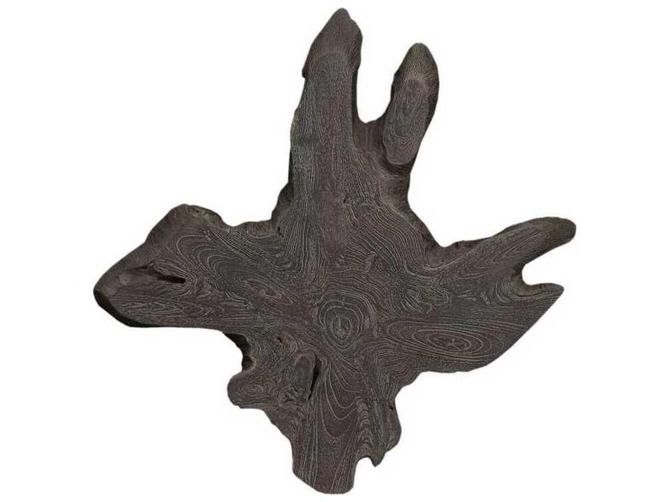 Freeform Teak Wall Slice in Dark Gray